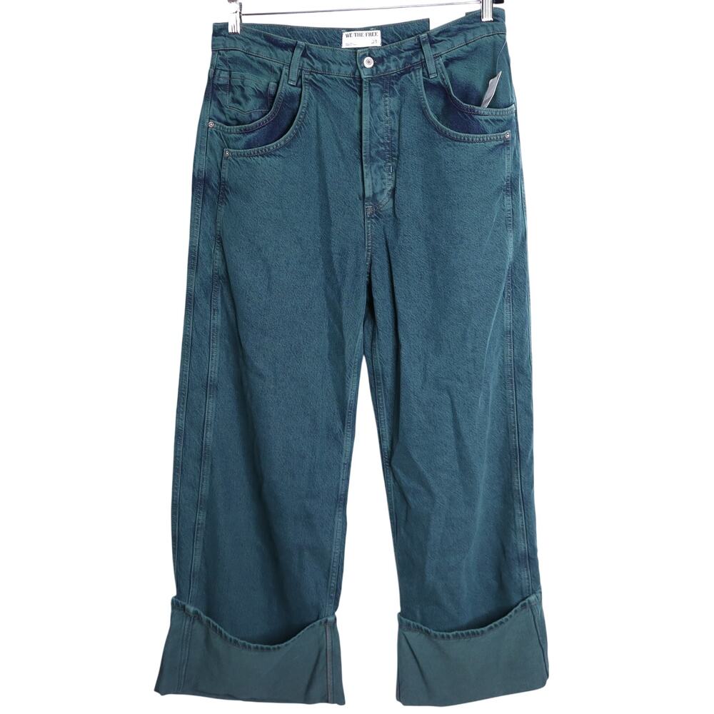 WE THE FREE NWT Luke Green Final Countdown Cuffed Wide Leg Jeans Women's 29